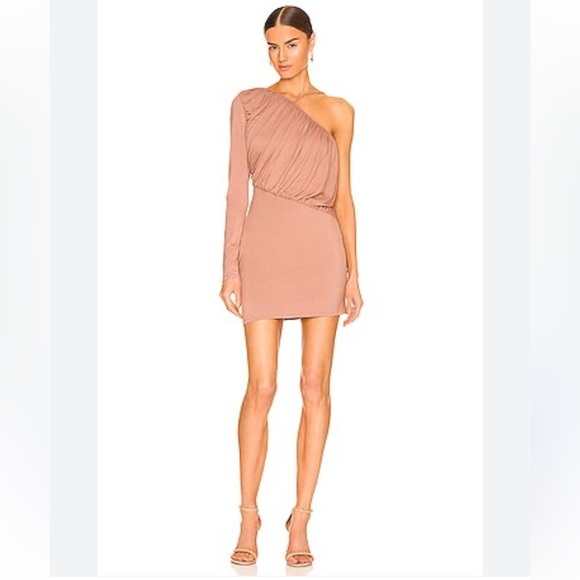 NBD Jolene Mini Cocktail Dress in Mauve - Nude Brown - Picture 2 of 5